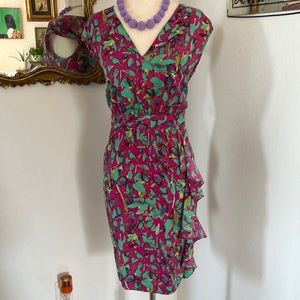 Marc New York Asymmetrical Dress in Pink and Green